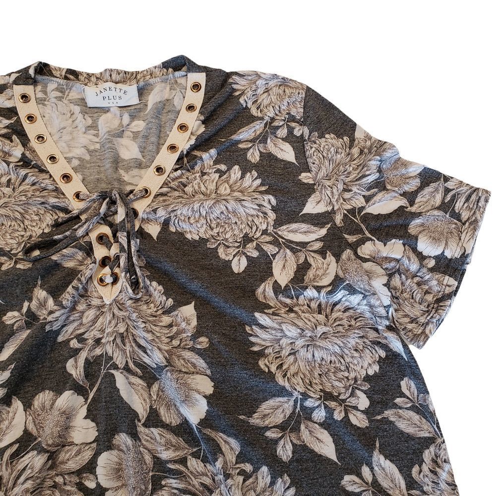 Janette Plus USA V-Neck With Tie Collar Blouse Women's Size Large - Picture 5 of 8